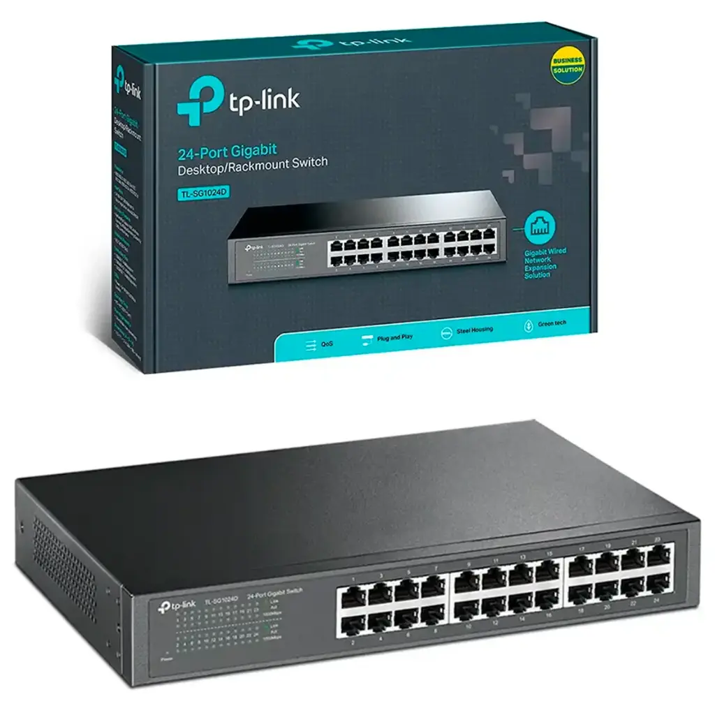 SWITCH DE 24 PUERTOS GIGABIT METALICO RACKEABLE TL-SG1024D TP-LINK
