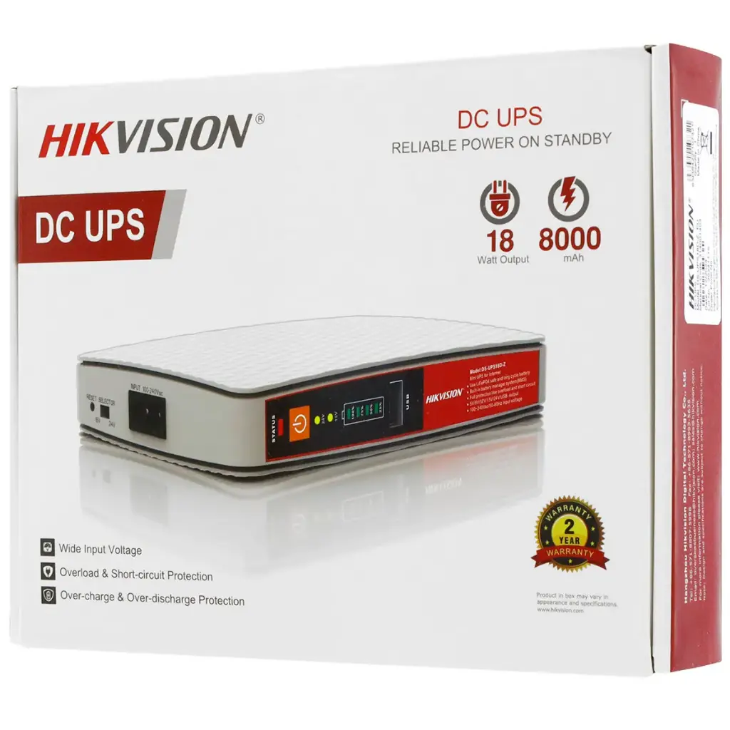 MINI UPS DE 8000mA 18W PARA CAMARAS, ROUTER, LEDS 5V/9V/12VDC HK-DS-UPS18D-Z HIKVISION