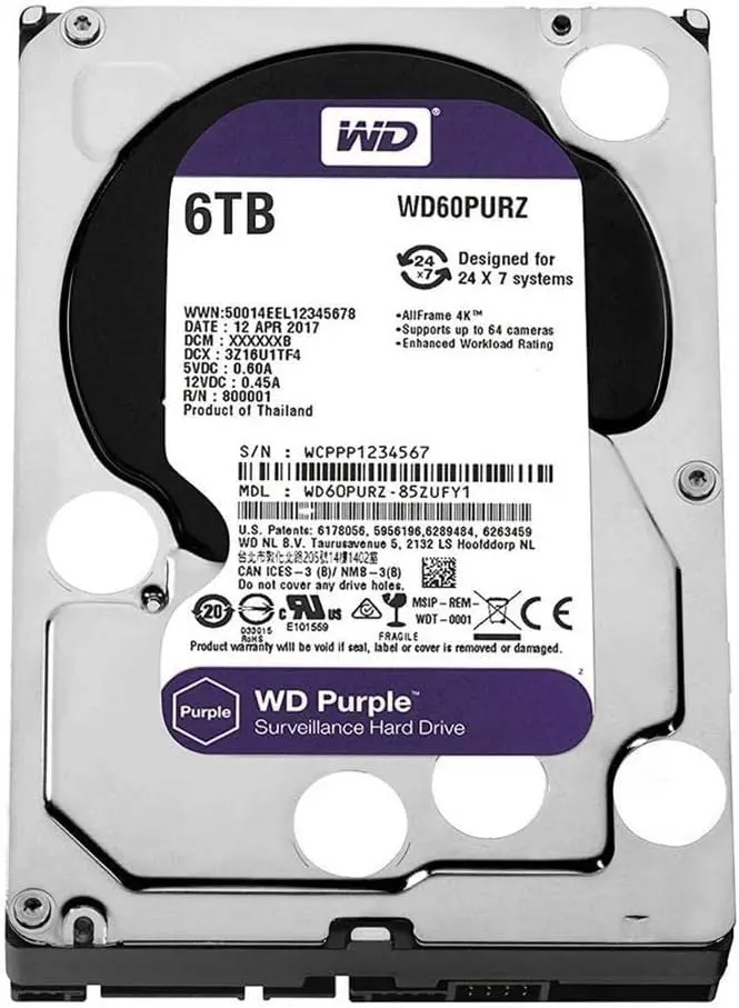DISCO DURO DE 6TB WESTERN DIGITAL PURPURA PARA CCTV