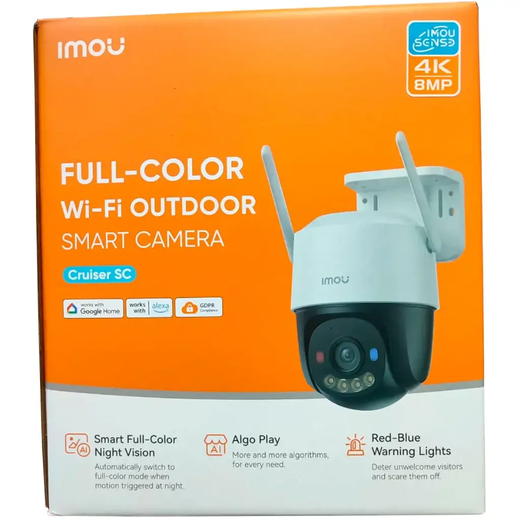 CAMARA CRUISER SC 4K 8MP 360 CON SIRENA Y LUZ POLICIAL, ALGO PLAY Y COLOR NIGHT VISION IA IMOU