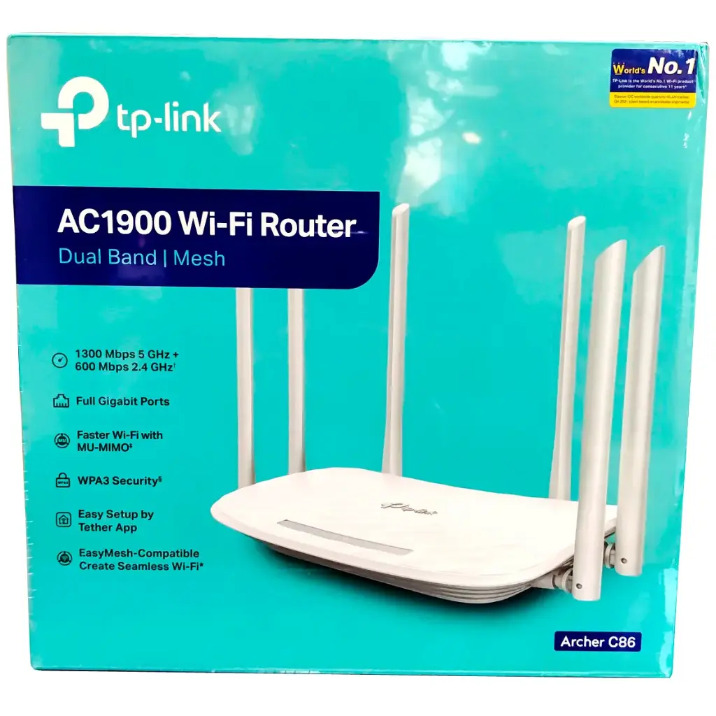 ROUTER WIFI DOBLE BANDA MESH AC1900 Wireless MU-MIMO Wi-Fi ARCHER C86 DE 6 ANTENAS TP LINK