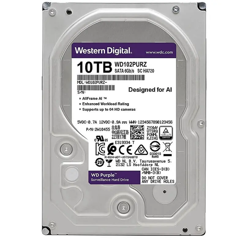 DISCO DURO DE 10TB WESTERN DIGITAL PURPURA PARA CCTV