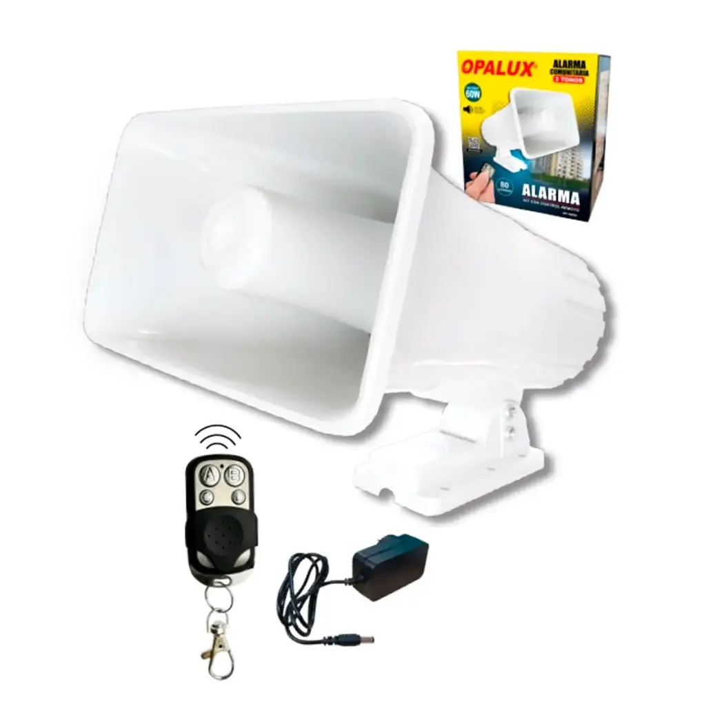 ALARMA SIRENA 60W CON PULSADOR INALAMBRICO OPALUX