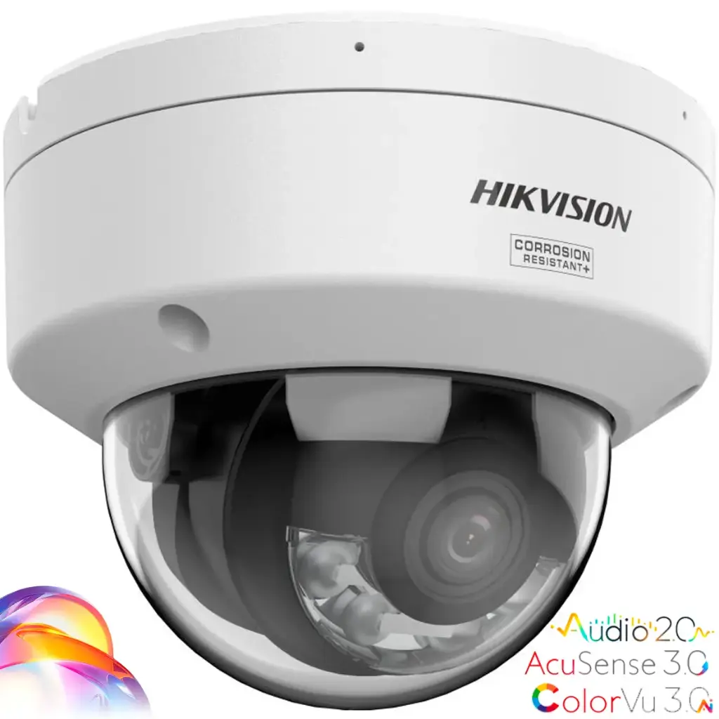 CAMARA DOMO IP 8MP AcuSense 3.0 con Audio V2.0iA COLOR VU V3.0iA | 2.8mm | Anti Corrosion | HK-DS2CD2187G3-LIS2UY HIKVISION 16Mbps