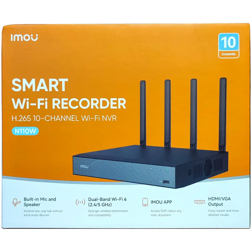 NVR 10CH IMOU DUAL BAND | HDMI/VGA | DETECCIONES INTEGRADAS | AUTOMATIC PARING NVR-N110W-8A0E