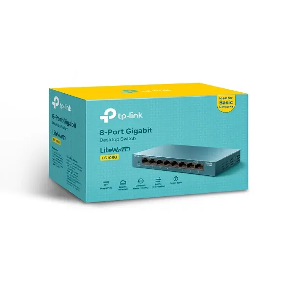 SWITCH DE 8 PUERTOS GIGABIT TP LINK TL-LS108G METAL ECOLOGICO