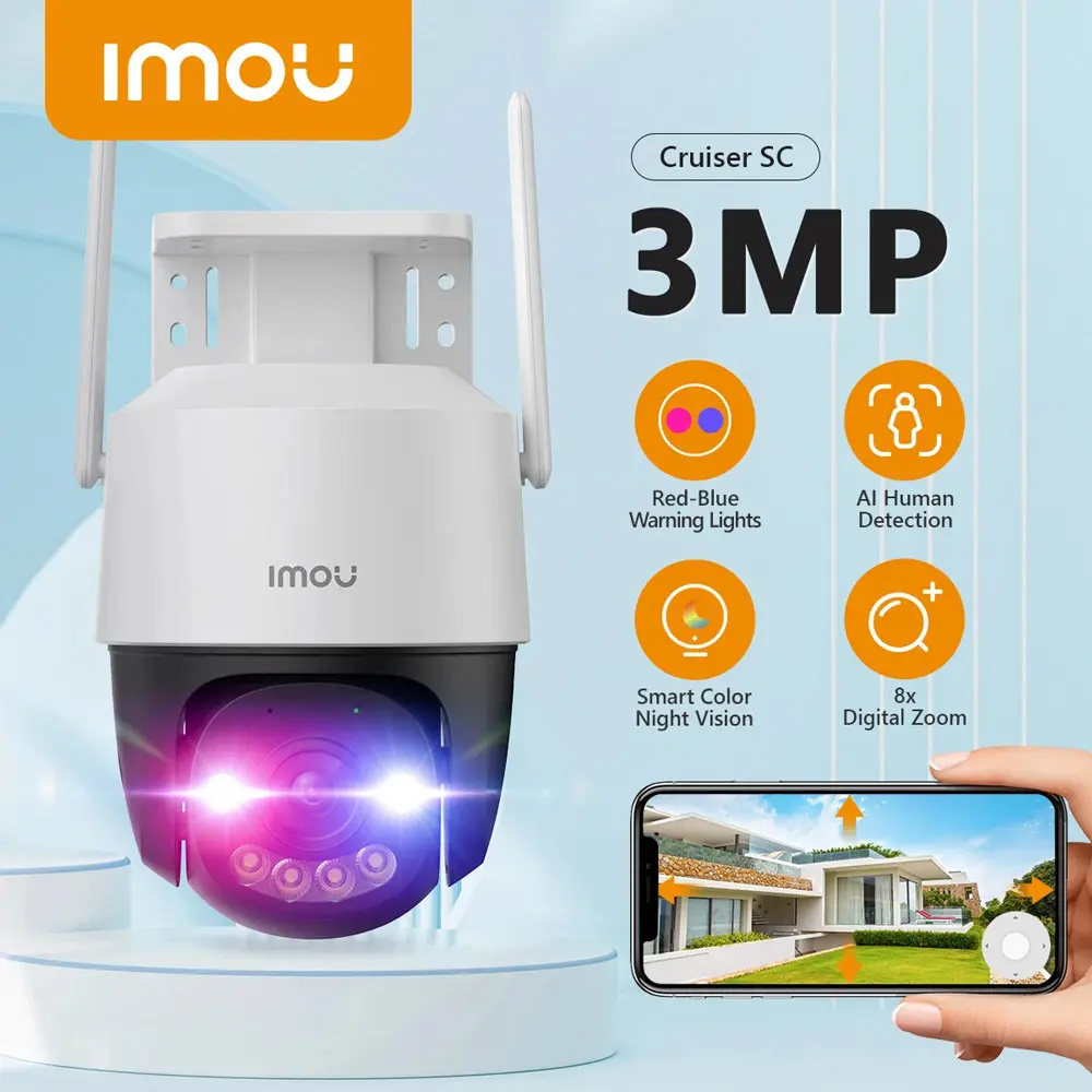 CAMARA CRUISER SC 2K 3MP 360 CON SIRENA Y LUZ POLICIAL IMOU