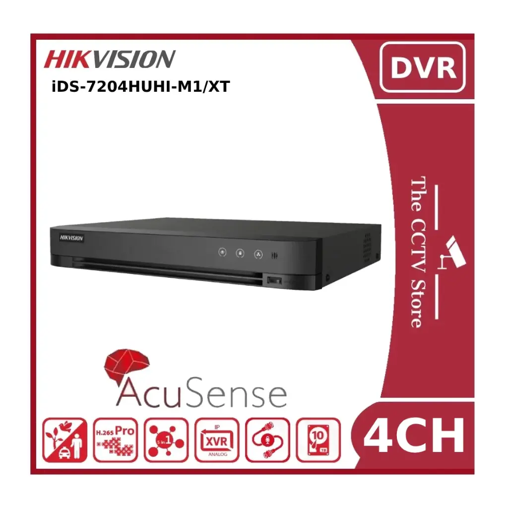 DVR 4CH ULTRA HD HUHI HIKVISION ACUSENSE CON ANALITICA iDS7204HUHI-M1/XT 4K