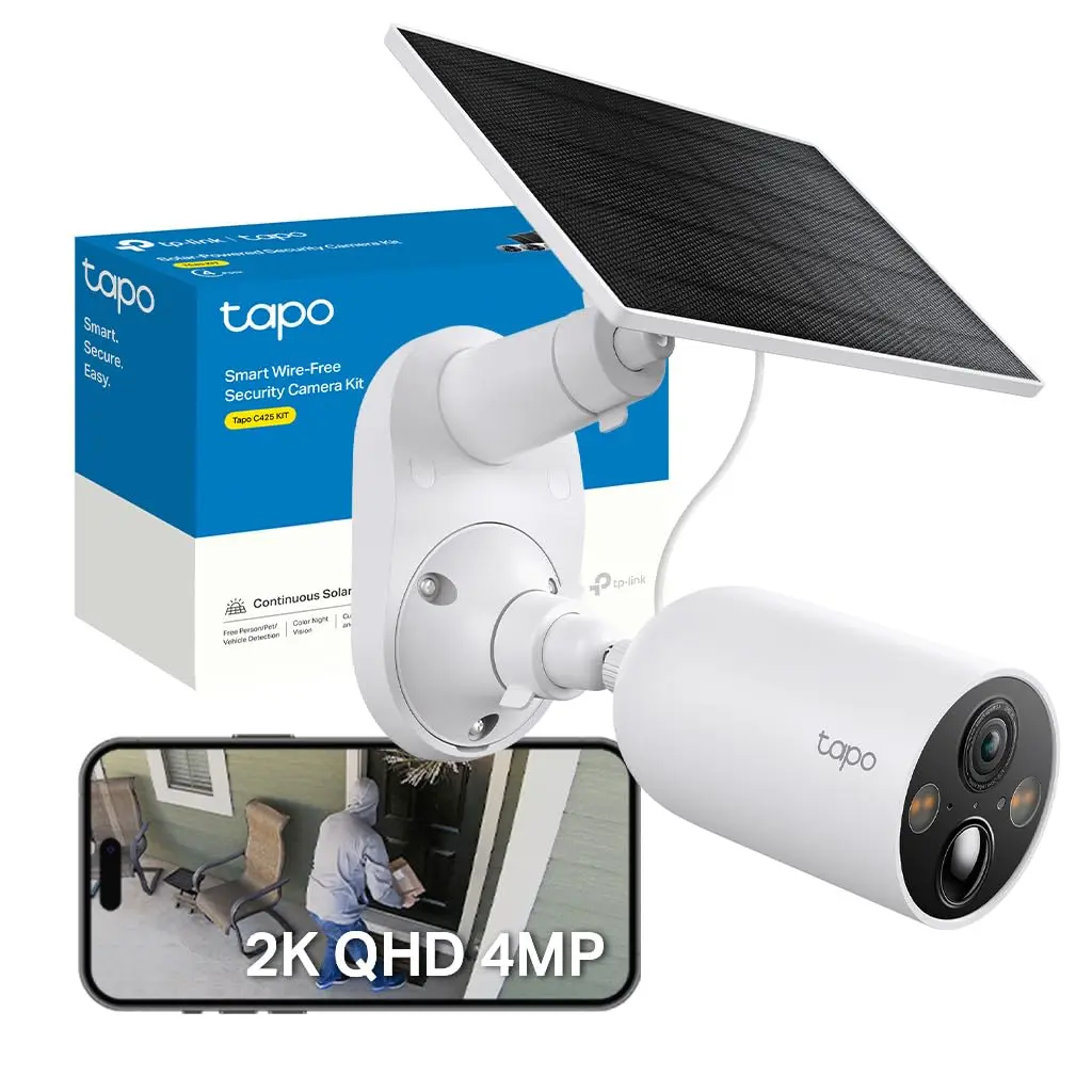 CÁMARA TAPO C425 KIT 2K QHD 4MP DE VIGILANCIA WI-FI SOLAR CON BATERÍA RECARGABLE Y DETECCIÓN IA