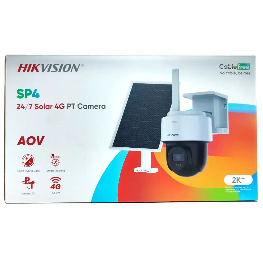 CAMARA DOMO PT SOLAR 4G DE 4MP CON PANEL SOLAR 8W 9000 mAh MICROFONO Y ALTAVOZ HIKVISION HK-DS-2CFSP4/4G