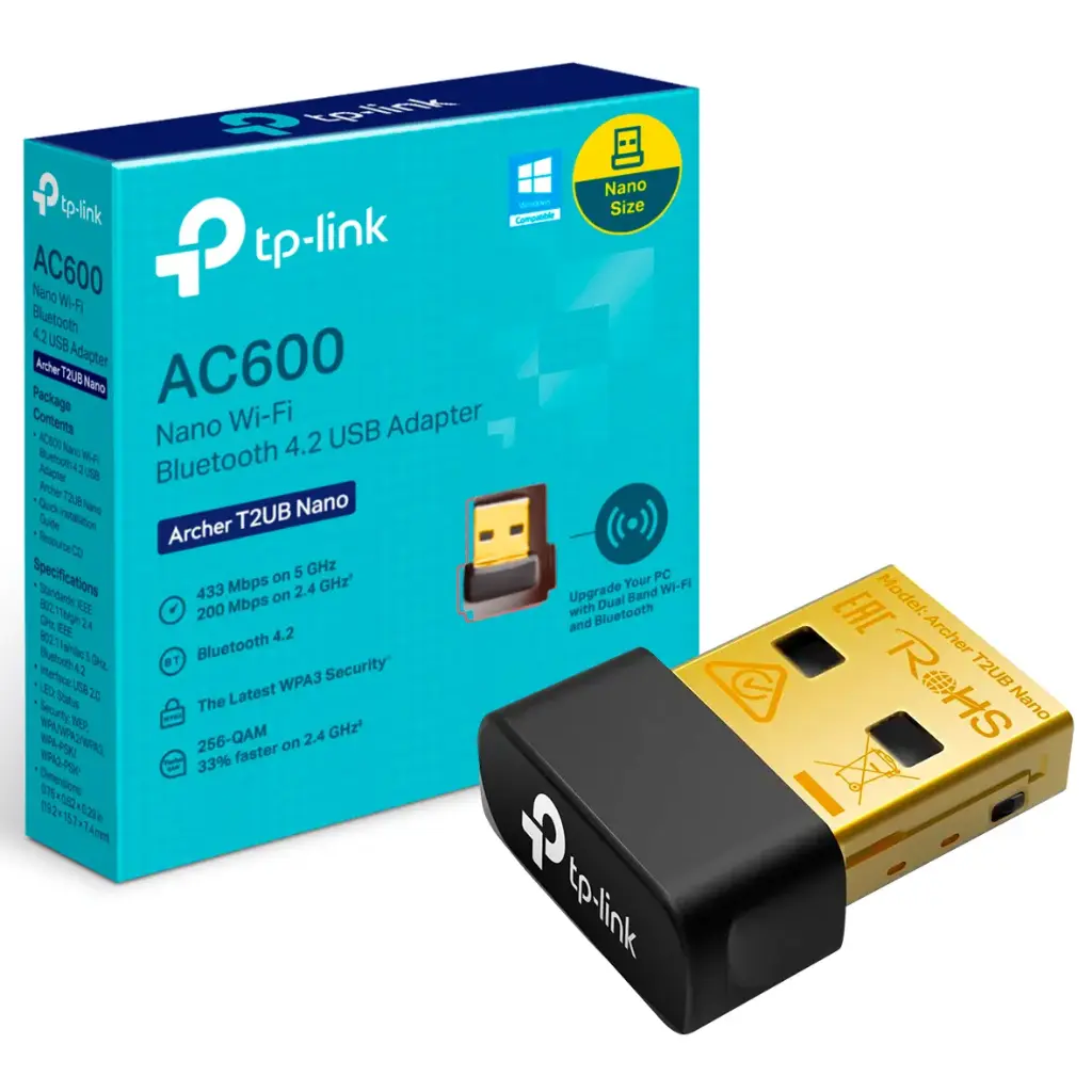 ADAPTADOR USB WIFI DOBLE BANDA Y BLUETOOTH V4.2 ARCHER T2UB NANO TP LINK