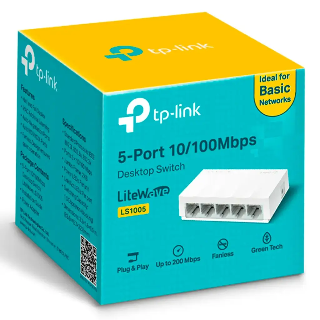 SWITCH DE 5 PUERTOS 10/100Mbps TP LINK TL-LS1005 PLASTICO