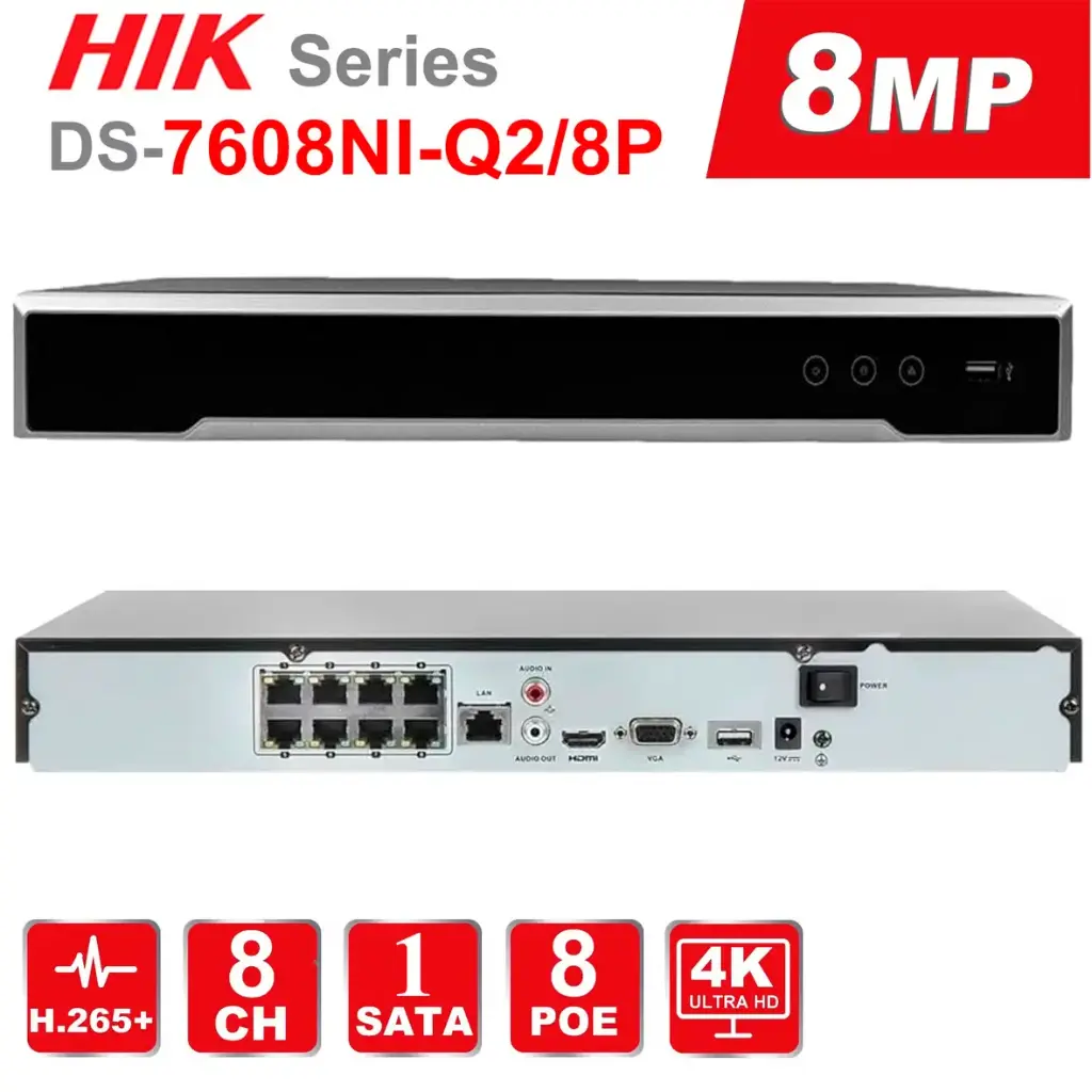 NVR 8CH CON 8 POE HK-DS7608NI-Q1/8P HIKVISION