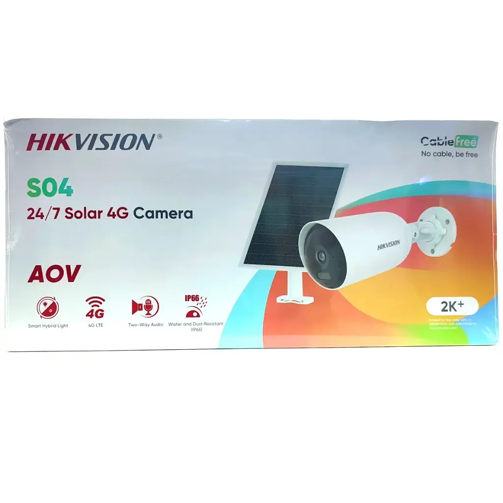CAMARA TUBO SOLAR 4G DE 4MP CON PANEL SOLAR 8W 9000 mAh MICROFONO Y ALTAVOZ HIKVISION HK-DS-2CFS04/4G