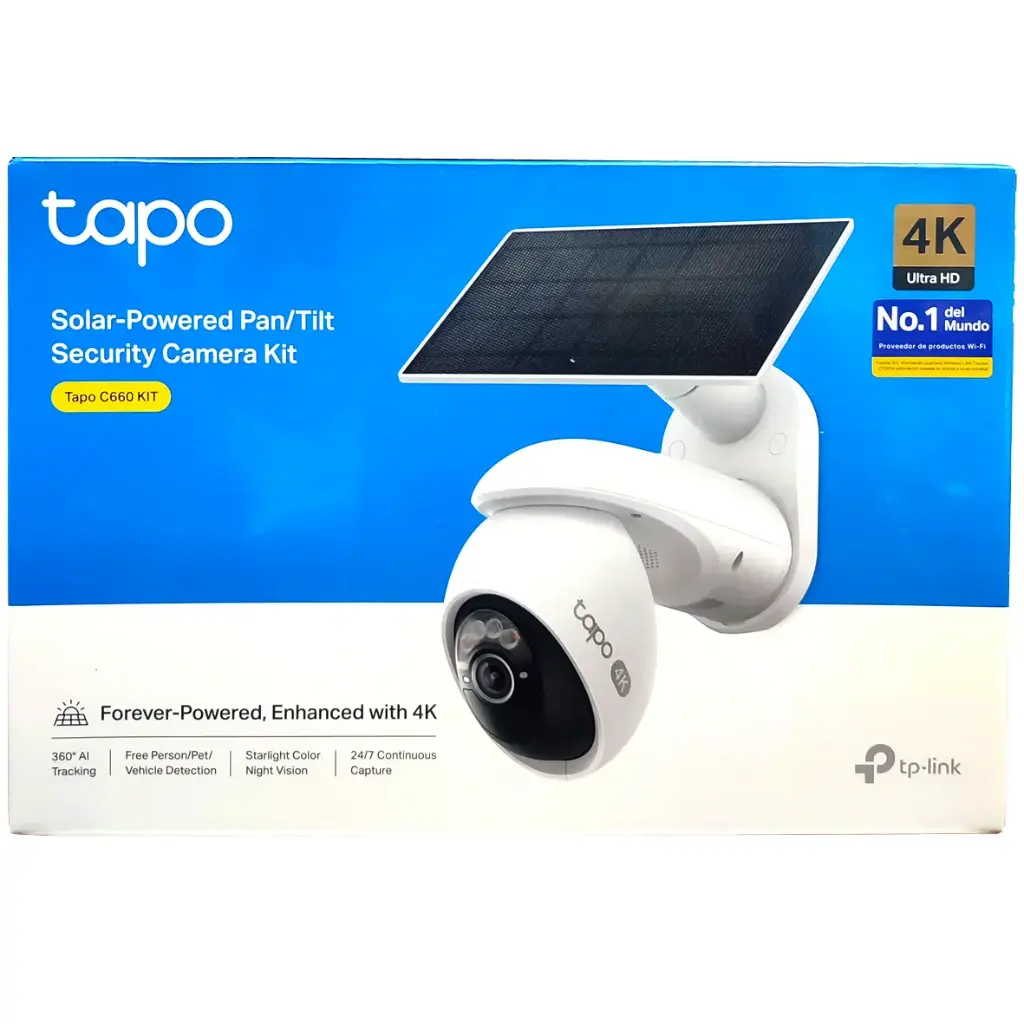CÁMARA TAPO C660 KIT GIRATORIA 4K ULTRA HD 8MP DE VIGILANCIA WI-FI SOLAR CON BATERÍA RECARGABLE 10000mAh Y DETECCIÓN IA