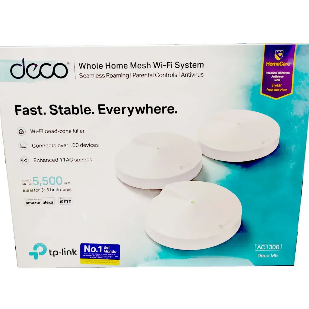 DECO M5-3 GIGABIT AC1200 WIFI MESH TP LINK 510m CUADRADOS CON ANTIVIRUS
