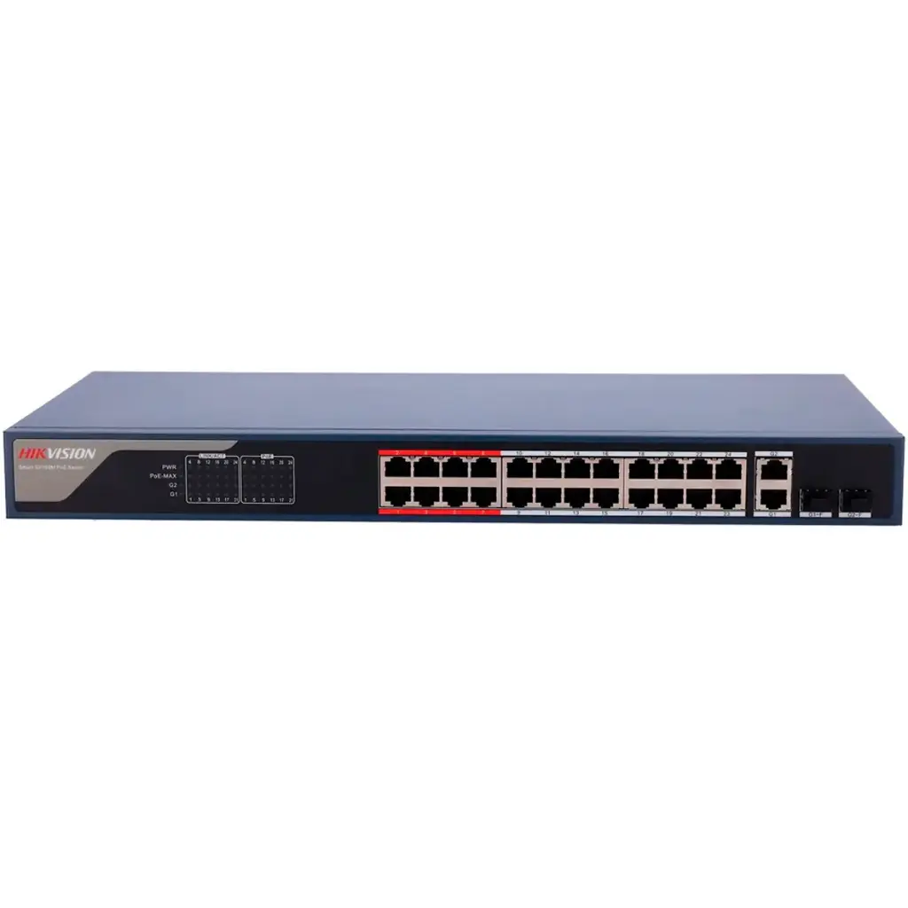SMART SWITCH ADMINIS 24 POE ALL 1000M (1G) + 1 UP RJ45 (1G) + 1 UP SFP (1G) - 370W HK-DS-3E1526P-EI HIKVISION