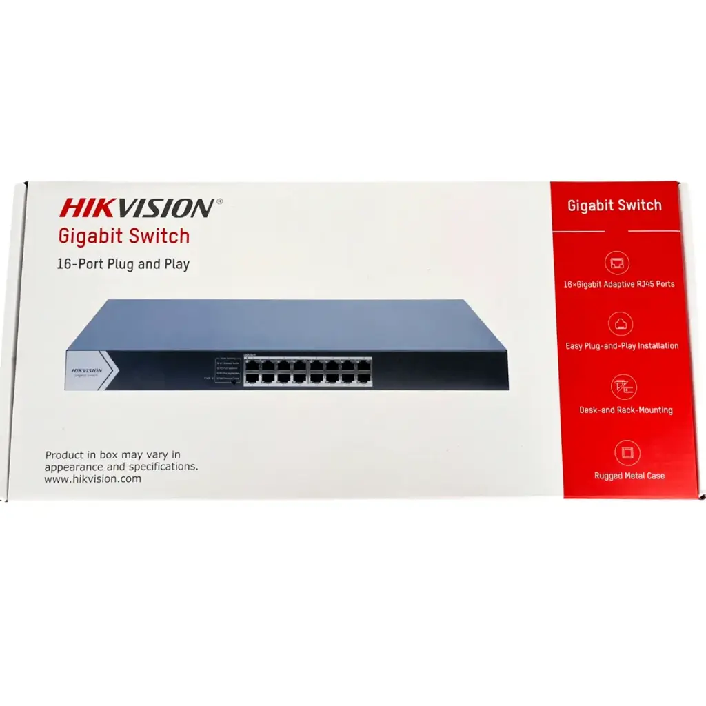 SWITCH DE 16 PUERTOS GIGABIT FULL DUPLEX AUTO-Negotiation HIKVISION DS-3E0516-E(C)