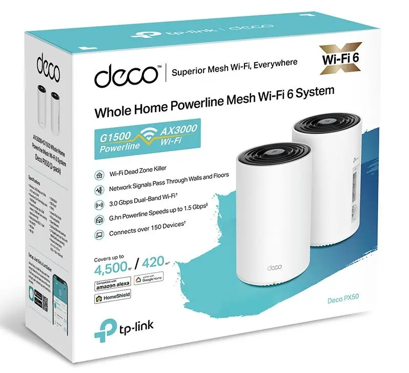 DECO GIGABIT PX50-1 POWERLINE G1500 WIFI 6 AX3000 MESH TRABAJA CON TODOS LOS DECOS TP LINK | 3.0Gbps Dual-Band