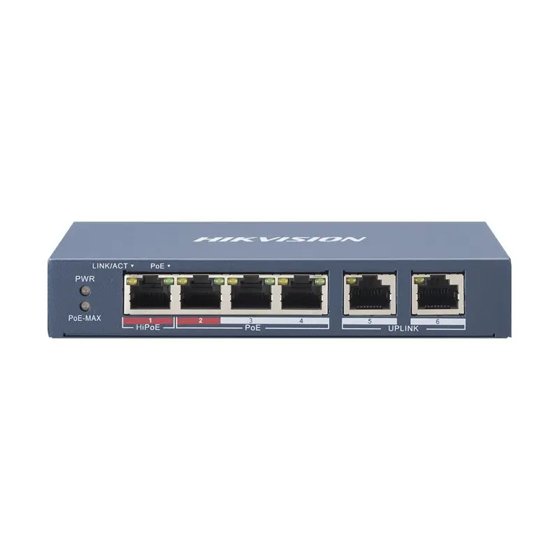 SWITCH POE 4P 10/100 (1 PUERTO HI POE) + 2 UP LINK 10/100Mbps HK-DS-3E0106HP-E HIKVISION
