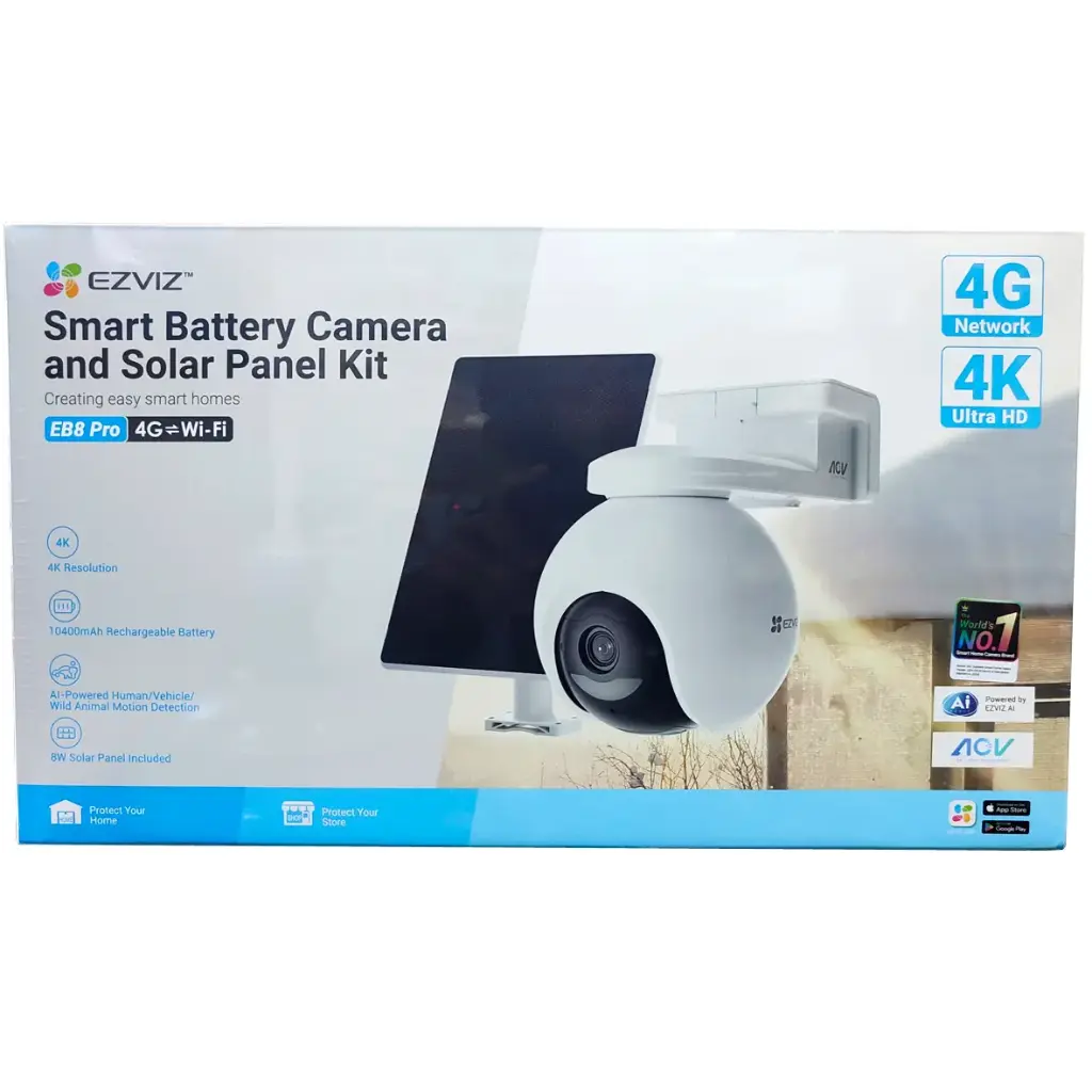 CAMARA EZVIZ KIT EB8 PRO 4K 8MP 4G y WIFI | MODO AOV | VIENE CON PANEL SOLAR CS-EB8/SP4K