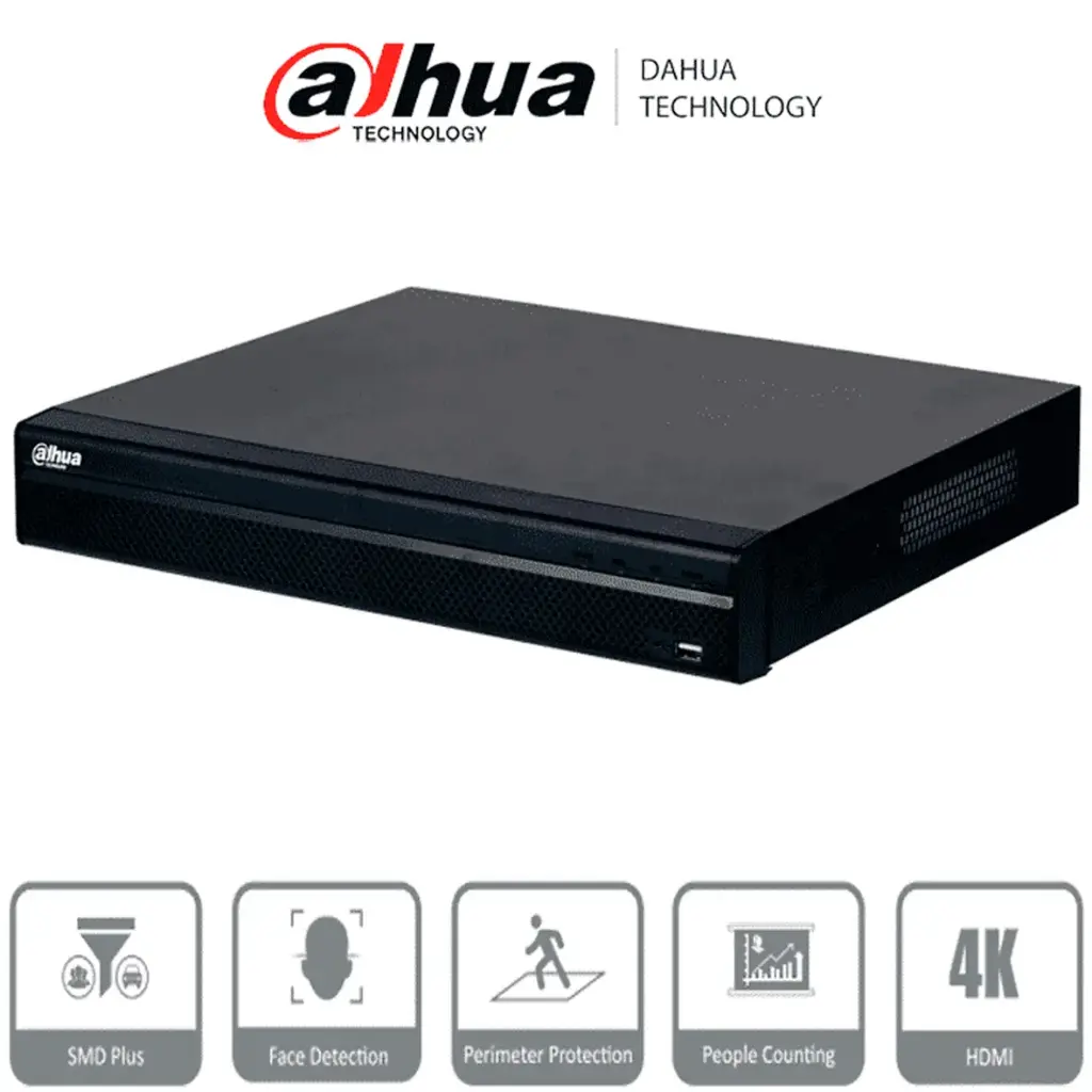 NVR GRABADOR 16CH DAHUA 1U | 2 BAHIA PARA HDD | 4K SMD PLUS DHI-NVR4216-4KS3