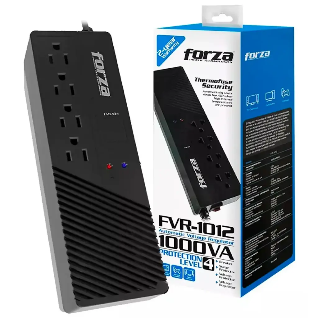 ESTABILIZADOR 4 TOMAS 1000VA/500W 220V FZ-FVR-1012 FORZA