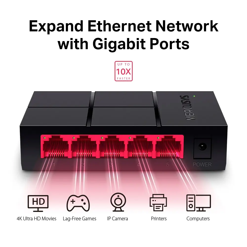 SWITCH DE 5 PUERTOS GIGABIT MERCUSYS MS105G