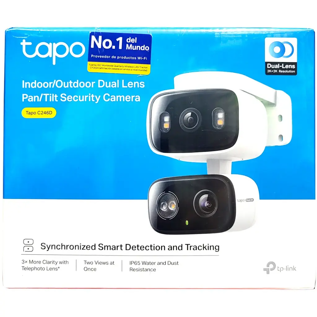 CAMARA TAPO C246D DOBLE LENTE 2K DE 3MP&3MP EXTERIOR | VISION NOCTURNA A COLORES | DOBLE VIA AUDIO | IA NOTIFICACIONES | SMART TRACKING SINCRONIZADO | GRAN ANGULAR 125°