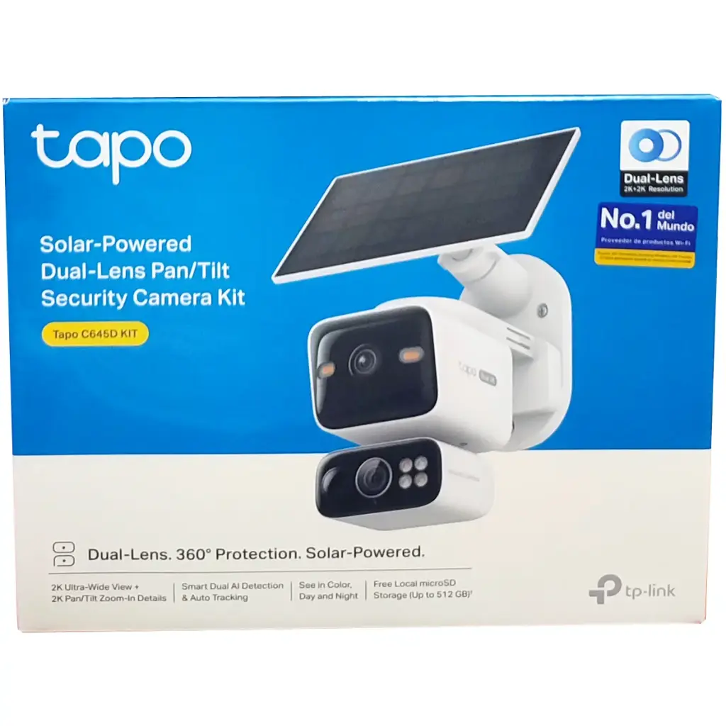 CÁMARA TAPO C645D KIT SOLAR 2K&2K | VISION NOCTURNA COLORES | IA GRATIS & AUTO TRACKING | ALARMA | BATERIA 10,000mAH | WIFI DUAL BAND 2.4/5GHz | GRAN ANGULAR 165°