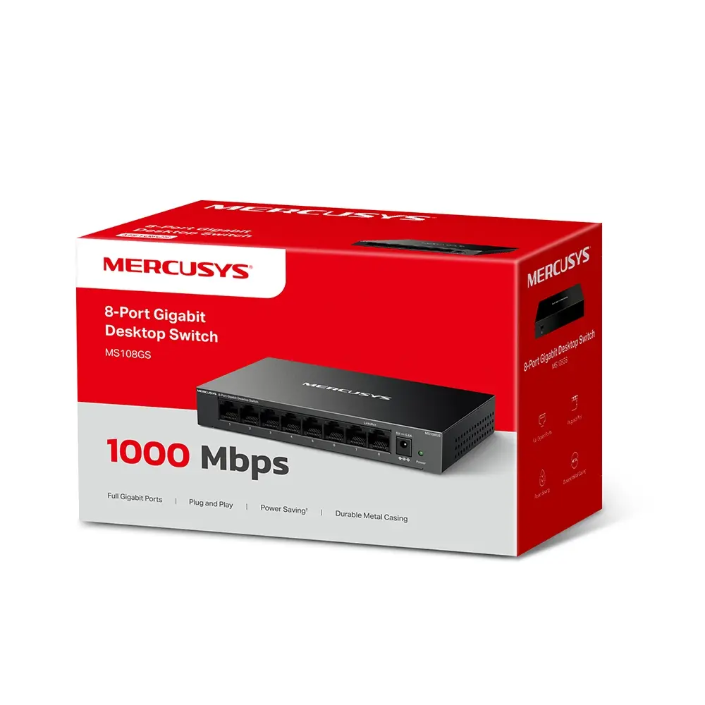 SWITCH DE 8 PUERTOS GIGABIT CARCASA METAL MERCUSYS MS108GS
