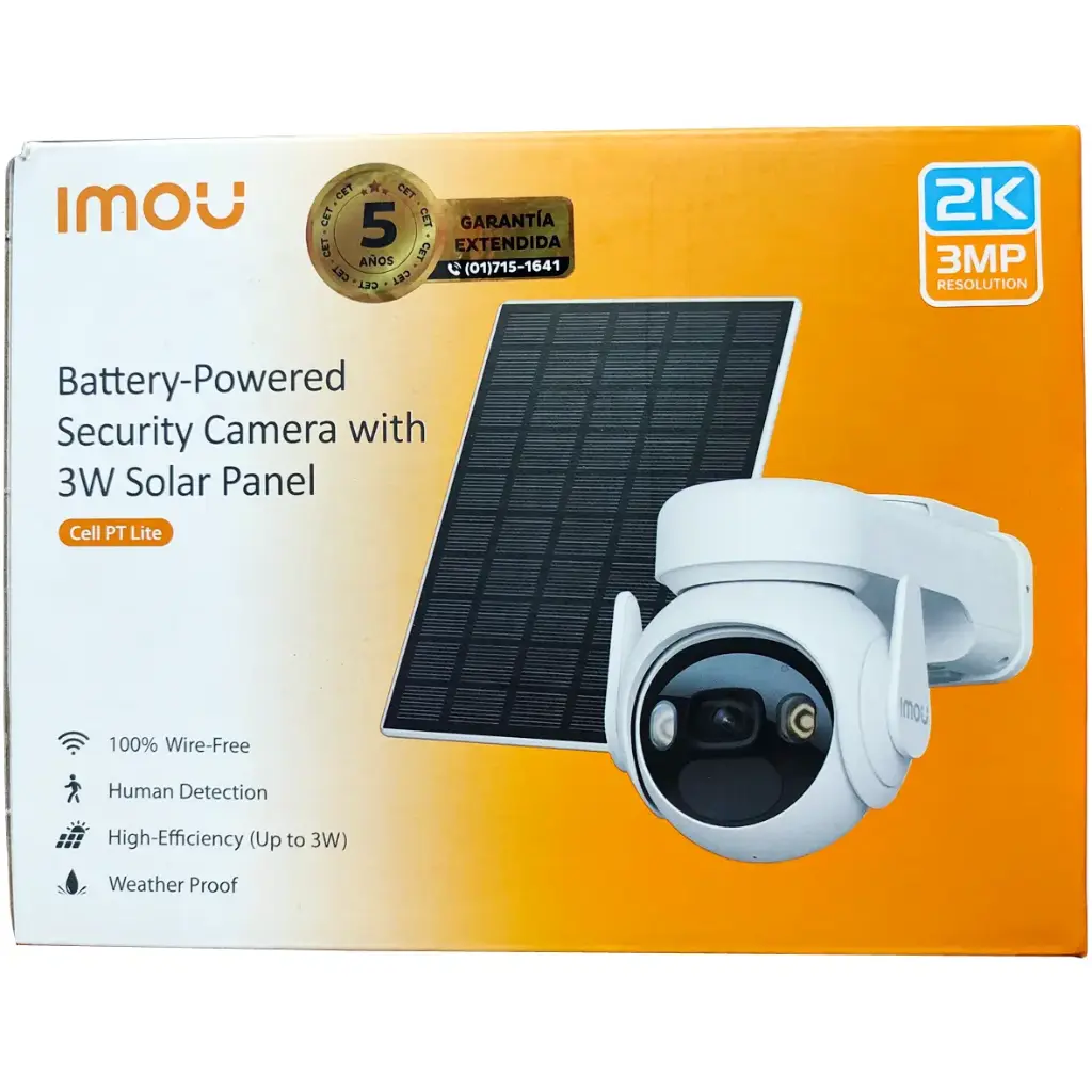 CAMARA SOLAR WIFI PT 360º 2K DE 3MP IMOU CON BATERIA 15000mAh Y PANEL SOLAR 3W | DETECCION HUMANA | CELL PT LITE IPC-K9ECN-3T0WE/FSP12-TYPEC