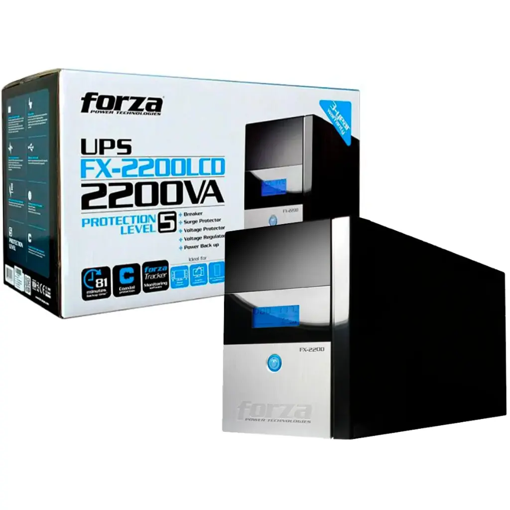 SMART UPS 8 TOMAS 2200VA / 1200W 220V 8-NEMA 45-65HZ | ONDA SENOIDAL SIMULADA FZ-FX-2200LCD-U FORZA