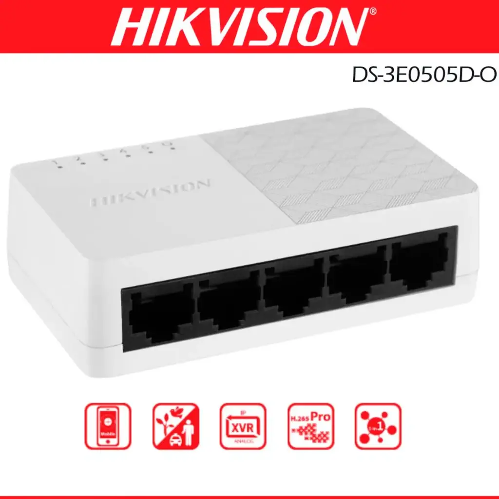 SWITCH DE 5 PUERTOS GIGABIT HIKVISION DS-3E0505D-O