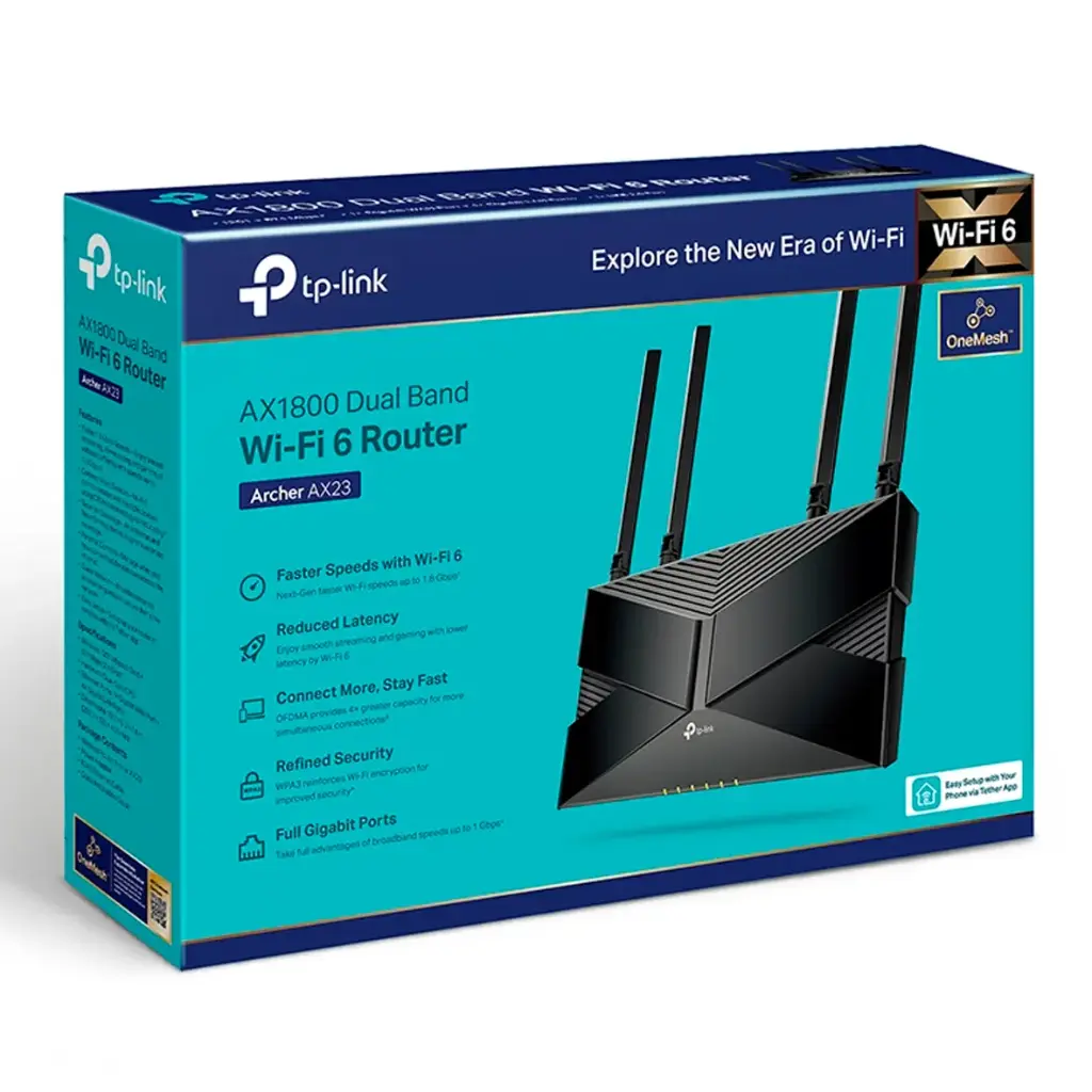 ROUTER WIFI DOBLE BANDA AX1800 2.4-5HGZ ARCHER AX23 4 ANTENAS TP LINK