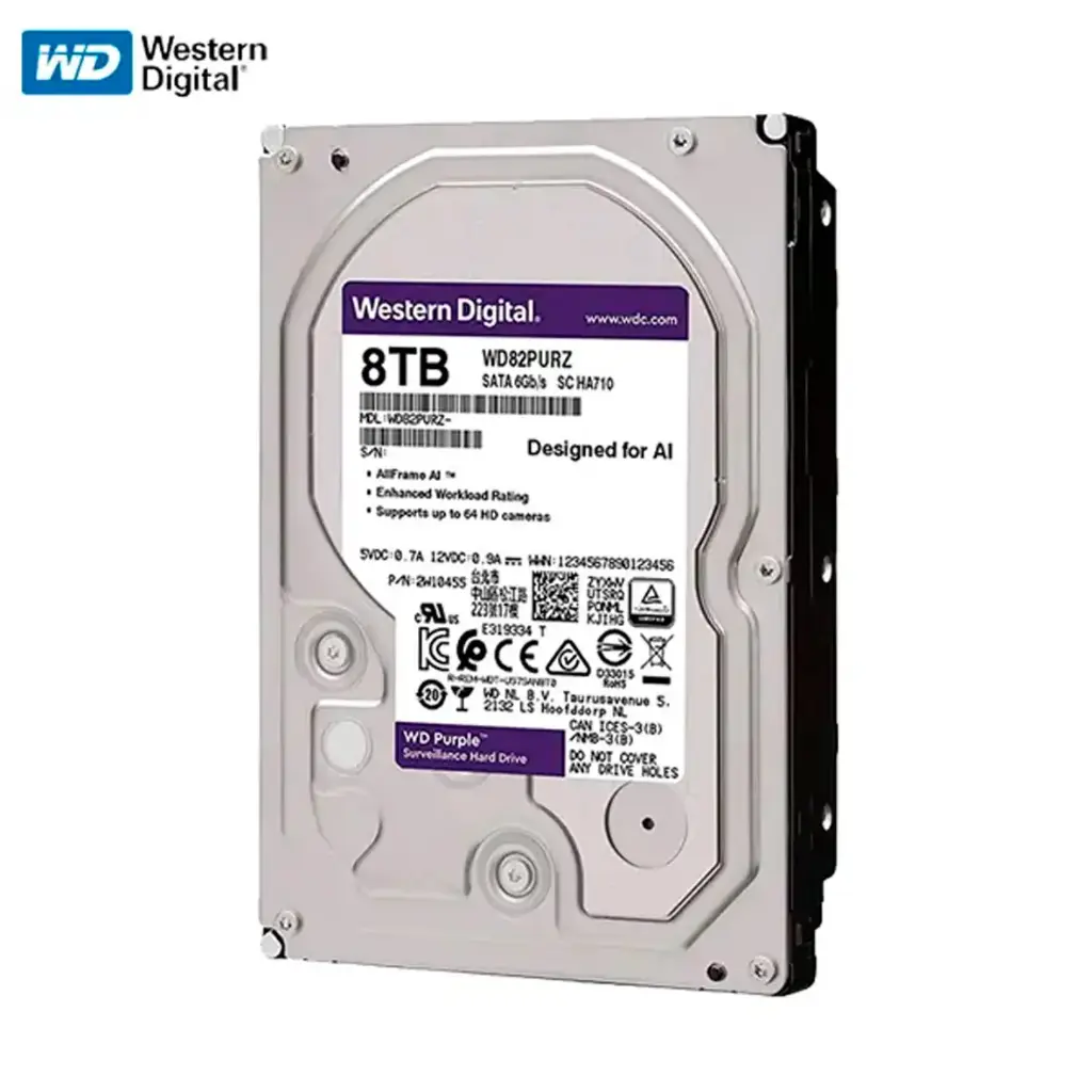 DISCO DURO DE 8TB WESTERN DIGITAL PURPURA PARA CCTV