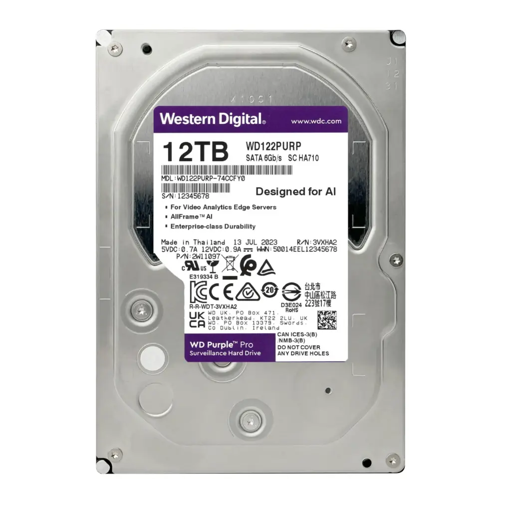 DISCO DURO DE 12TB WESTERN DIGITAL PURPURA PARA CCTV