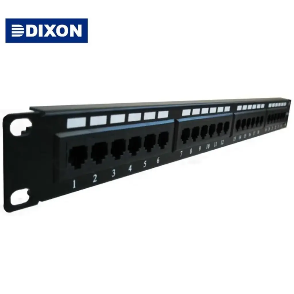 PATCH PANEL DE 24 PUERTOS CAT6 CARGADO MARCA DIXON