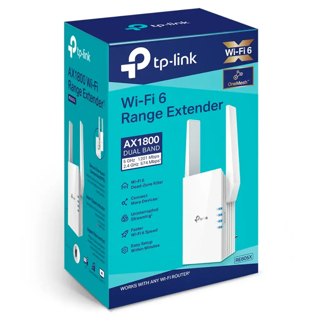 EXTENSOR REPETIDOR WIFI 6 DOBLE BANDA AX1800 RE605X TP LINK