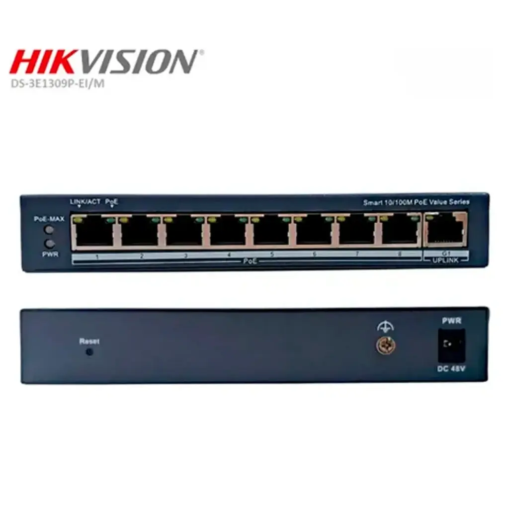 SMART SWITCH POE 8P 10/100 + 1 UP LINK (Giga) DS-3E1309P-EI/M HIKVISION