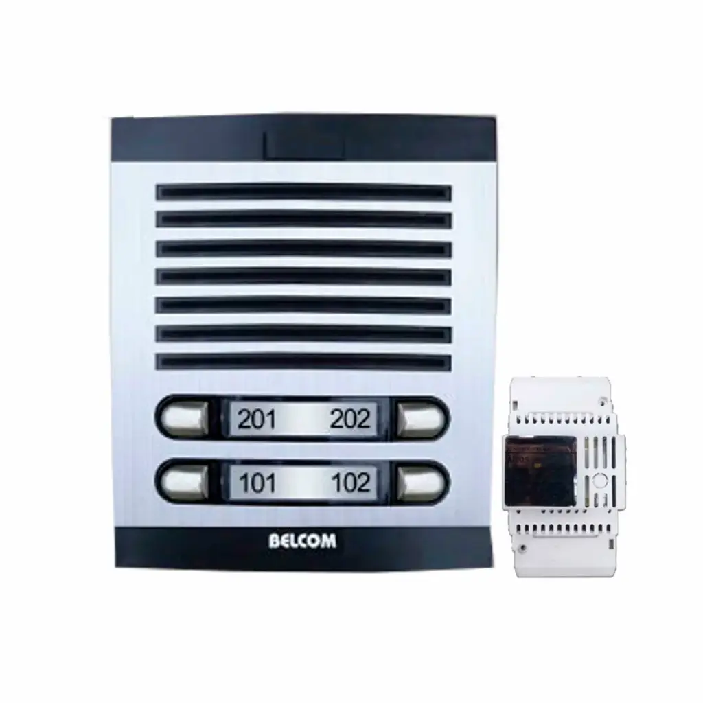 PORTERO AUDIO BELCOM DE 4 BOTONES PE-0704 CON FUENTE ORIGINAL