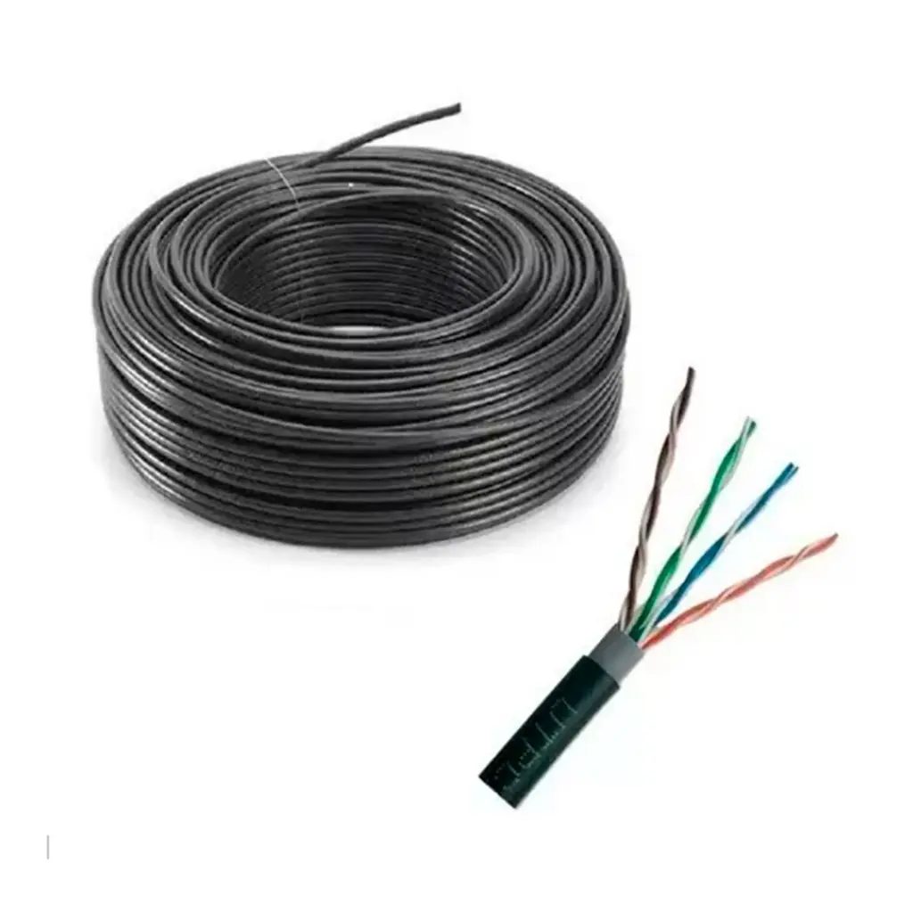 ROLLO DE CABLE UTP CAT5E EXTERIOR 4 PARES HIKVISION COBRE PURO HK-DS-1LN5EO-UU/E