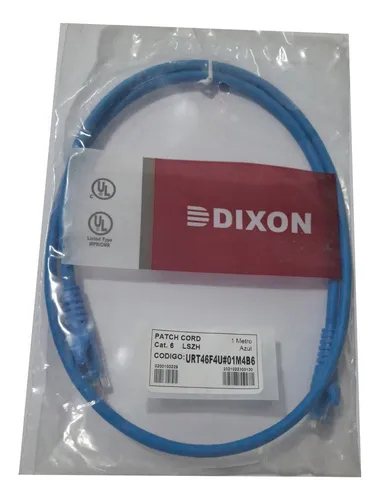 PATCH CORD DIXON 1MT UTP CAT6 24 AWG COBRE LSZH RoHS AZUL