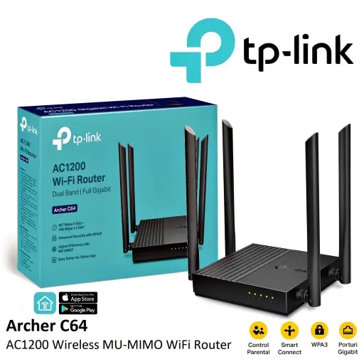[ARCHER C64] ROUTER WIFI DOBLE BANDA 2.4-5HGZ ARCHER C64 GIGABIT 4 ANTENAS TP LINK