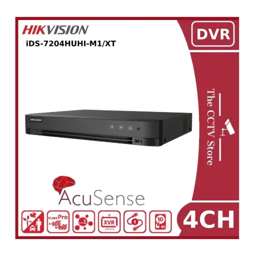 [iDS7204HUHI-M1/XT] DVR 4CH ULTRA HD HUHI HIKVISION ACUSENSE CON ANALITICA iDS7204HUHI-M1/XT 4K