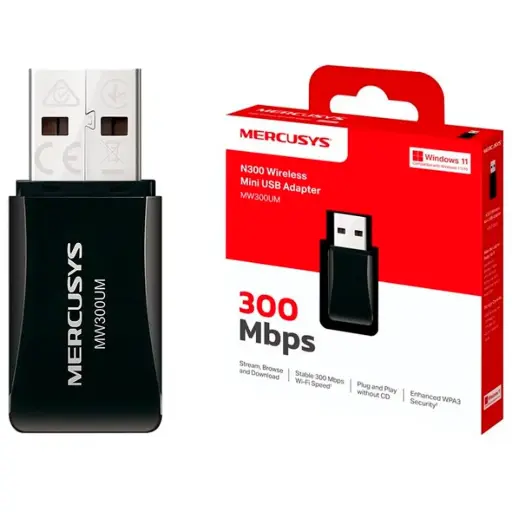 [MW300UM] ADAPTADOR USB INALAMBRICO MW300UM 300MBPS 2.4GHZ MERCUSYS