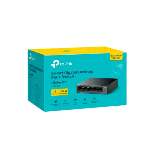 [LS105GP] SWITCH GIGABIT DE 5 PUERTOS CON 4 POE+ DE 65W Y TRANSMISION HASTA 250M PLUG & PLAY LS105GP