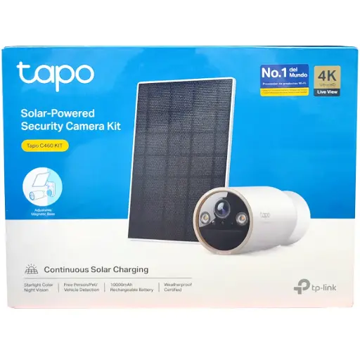 [TAPO C460 KIT] CÁMARA TAPO C460 KIT 4K ULTRA HD 8MP DE VIGILANCIA WI-FI SOLAR CON BATERÍA RECARGABLE 10000mAh Y DETECCIÓN IA