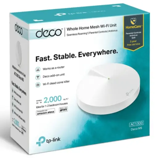 [DECO M5-2] DECO GIGABIT M5-1 AC1200 WIFI MESH TP LINK 185m CUADRADOS CON ANTIVIRUS