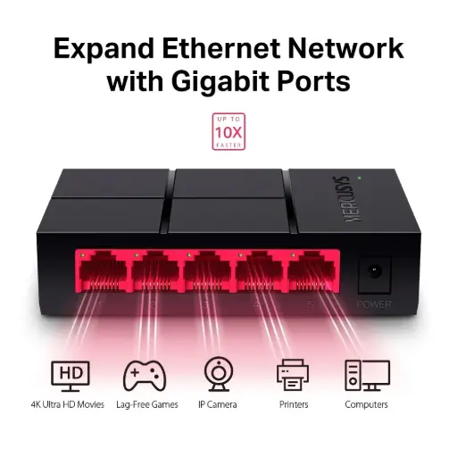 [MS105G] SWITCH DE 5 PUERTOS GIGABIT MERCUSYS MS105G